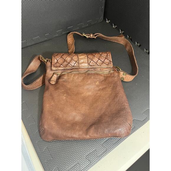 Civico 93 Taupe‎ Crossbody Basket Weave Genuine Leather Made In Italy BOHO - Picture 8 of 11